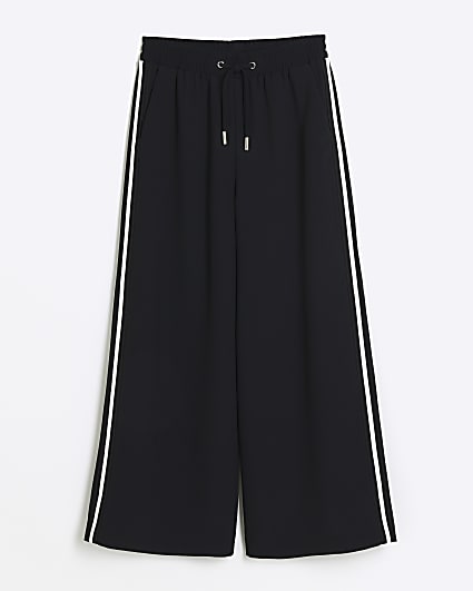 Girls black stripe wide leg trousers