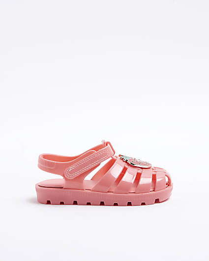 Mini girls pink strawberry jelly sandals