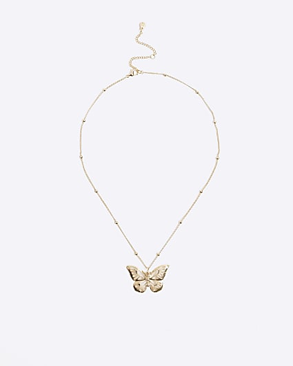 Girls gold butterfly necklace