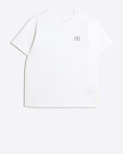 Boys white seersucker t-shirt