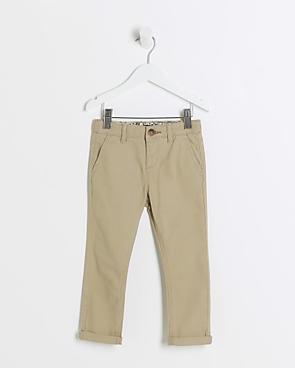 Mini boys beige casual chino trousers