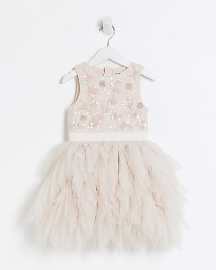 Mini girls pink sequin flower girl dress