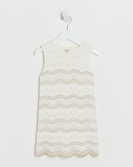 Mini girl cream crochet dress