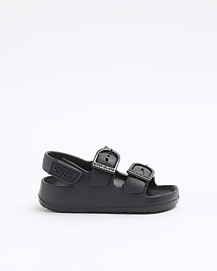 Mini boys black double strap sandals