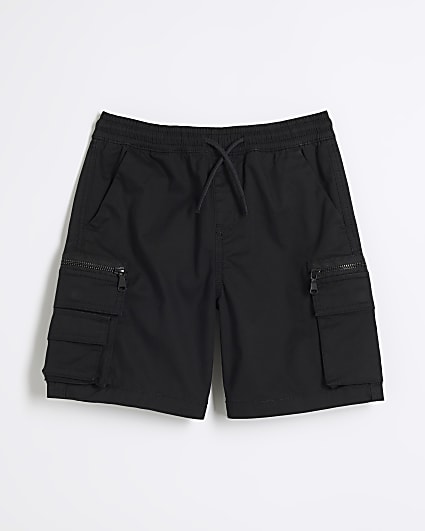 Boys black cargo shorts