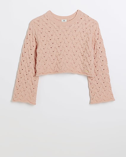 Girls peach textured jumper