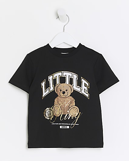 Mini boys black bear graphic t-shirt