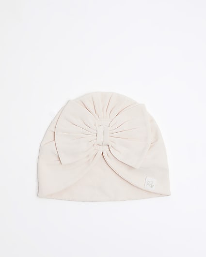 Baby girls pink jersey turban hat