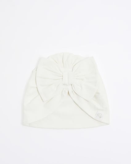 Baby cream bow turban hat