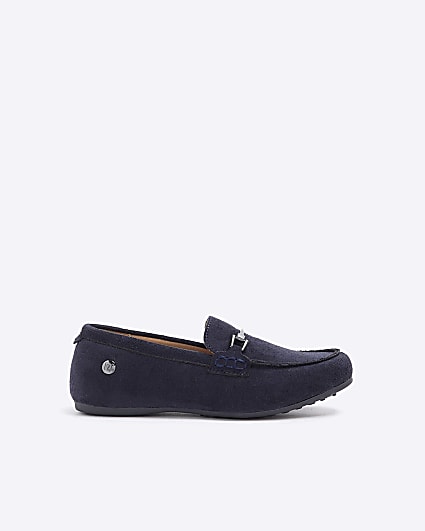 Boys navy chain loafers