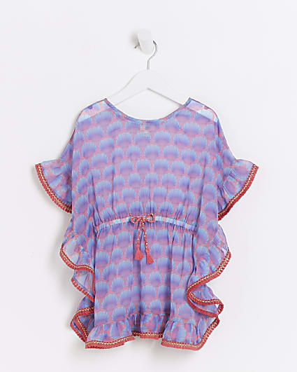 Mini Girls Coral Shell Print Kaftan