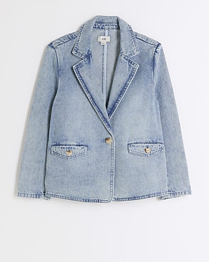 Girls blue denim blazer