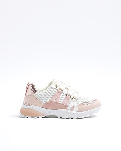 Girls pink mesh panel chunky trainers