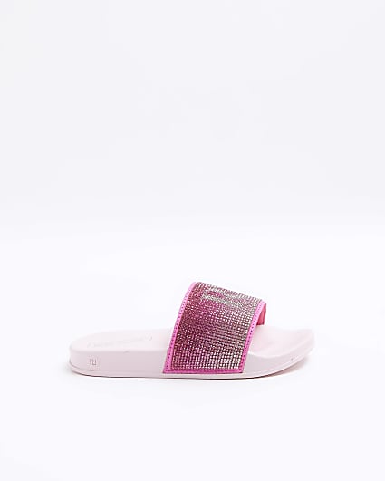 Girls pink RI diamante sandals