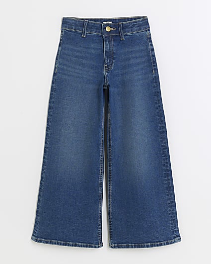 Girls blue wide leg jeans