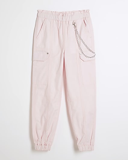 Girls pink papertouch cargo trousers