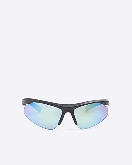 Boys black sporty wrap visor sunglasses