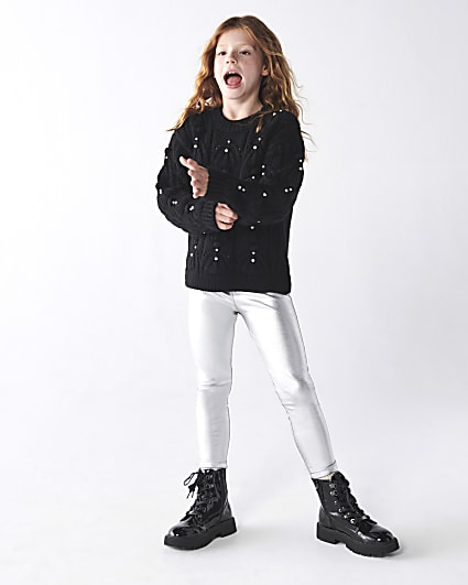 Girls silver disco leggings