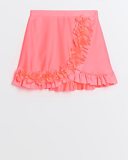 Girls pink flower swim skirt