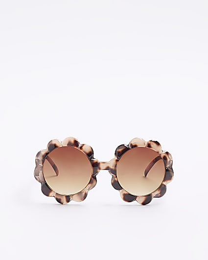 Mini girls brown tortoise flower sunglasses