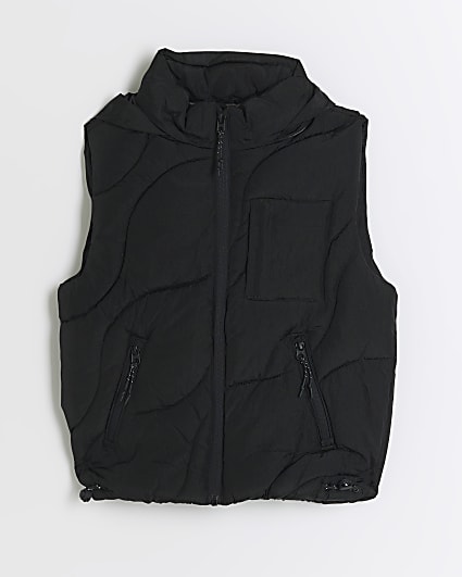 Boys black wave padded gilet