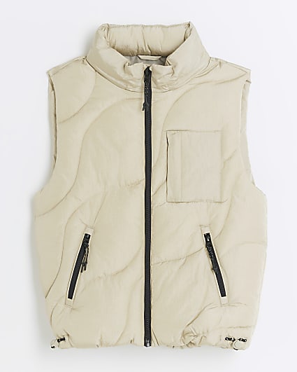 Beige wave padded gilet