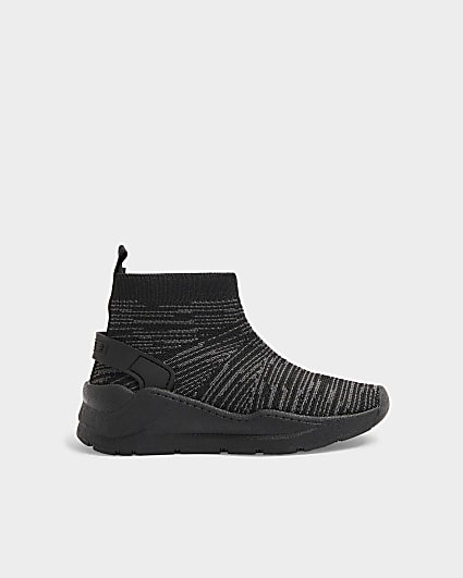 Mini Boys Black High Top Sock Trainers