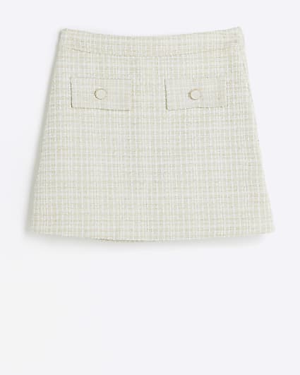 Girls cream boucle skirt