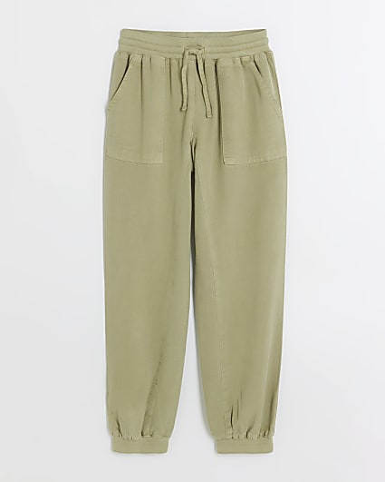 Girls green lyocell cuffed joggers