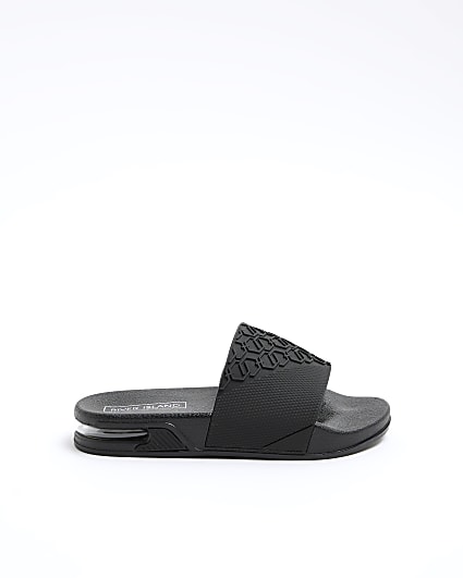 Boys black embossed sliders