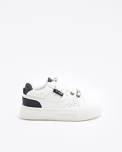 Mini boys white monochrome trainers