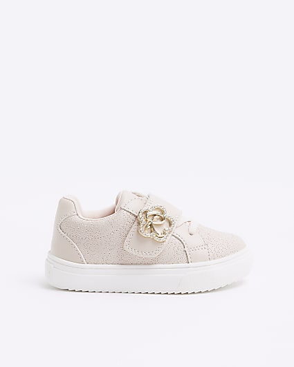 Mini Girls Pink Flower Trainers