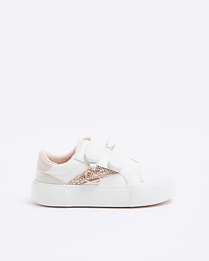 Mini Girls Rose Gold Glitter Trainers