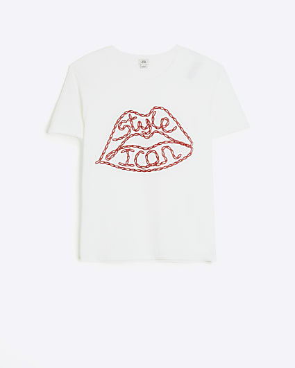 Girls white lips t-shirt