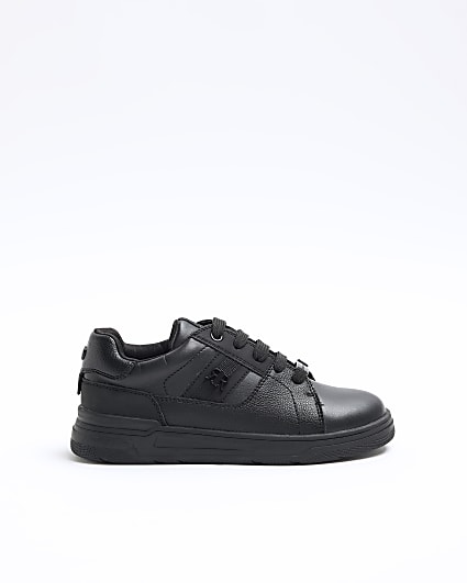 Boys black lace up trainers