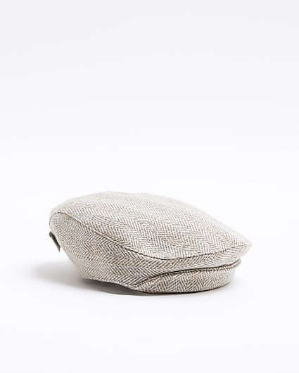 Baby boys beige herringbone flat cap