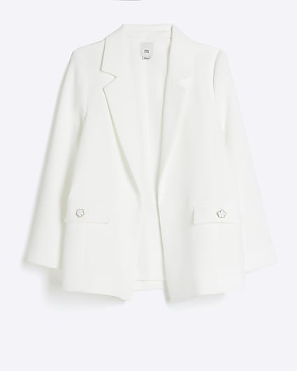 Girls white rolled sleeve blazer