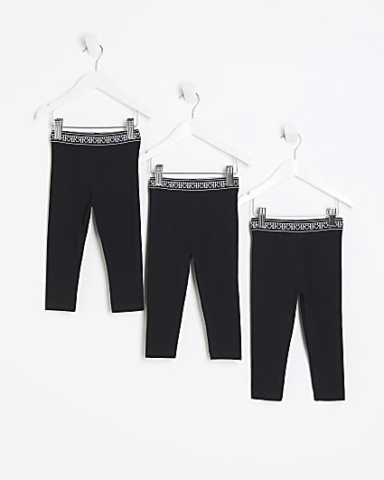 Mini girls black RI leggings 3 pack