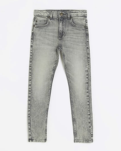 Boys grey faded skinny jeans