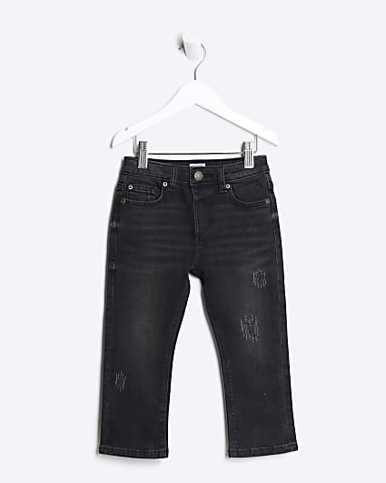 Mini boys black slim ripped jeans