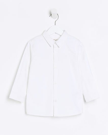 Mini boys white long sleeve oxford shirt