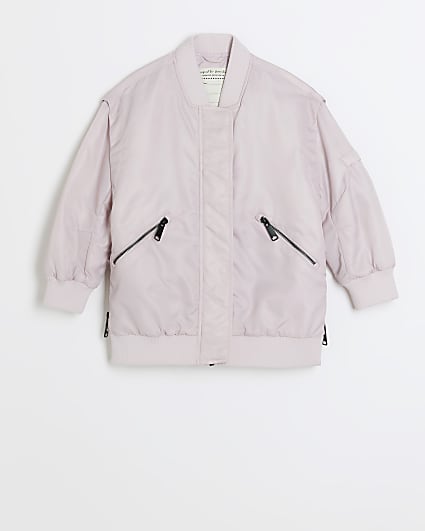 Girls pink nylon bomber jacket