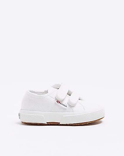 Mini boys white Superga double strap trainers