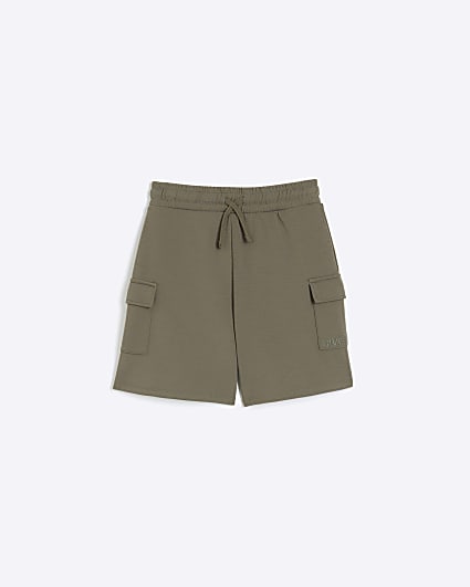 Boys khaki jersey cargo shorts