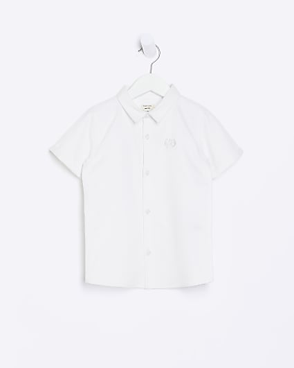 Mini boys white short sleeve oxford shirt