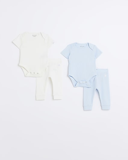 Baby boys blue bodysuits and leggings set