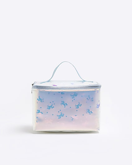 Girls blue iridescent unicorn lunchbox