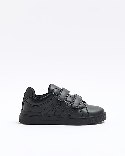 Mini boys black embossed velcro trainers