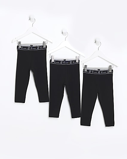 Mini girls black RI leggings 3 pack