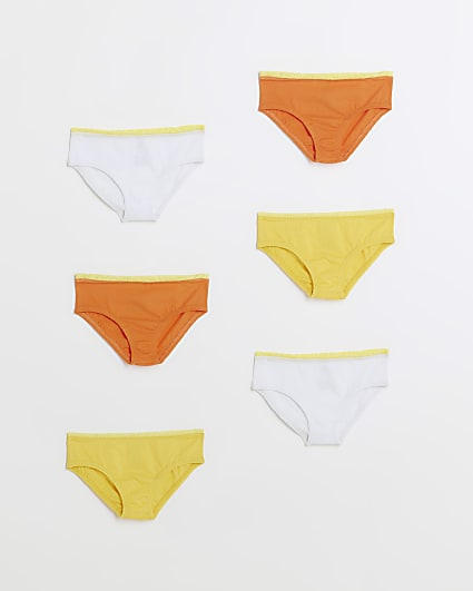 Mini girls orange frill briefs 6 pack